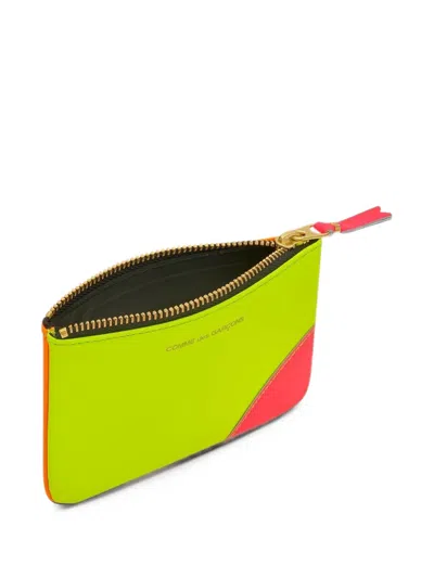 Comme Des Garçons Play Panelled Leather Zip Wallet In Yellow