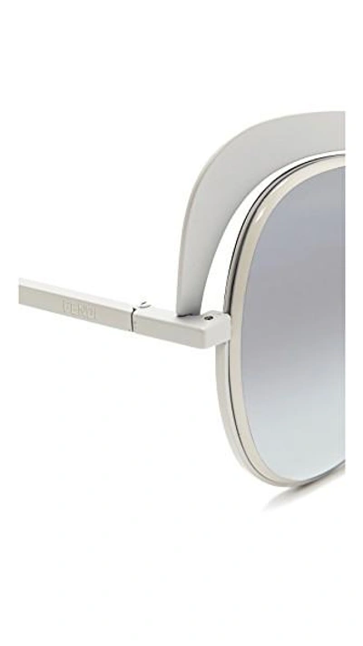 Shop Fendi Cat Eye Sunglasses In White/grey Azure