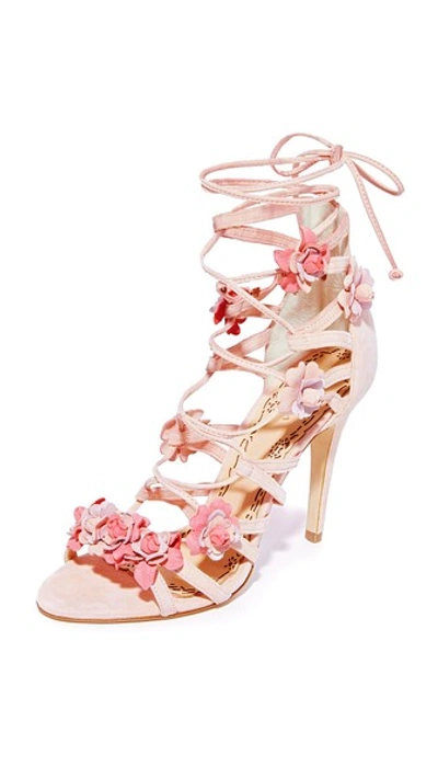 Marchesa Gianna Caged Sandals In Розовый