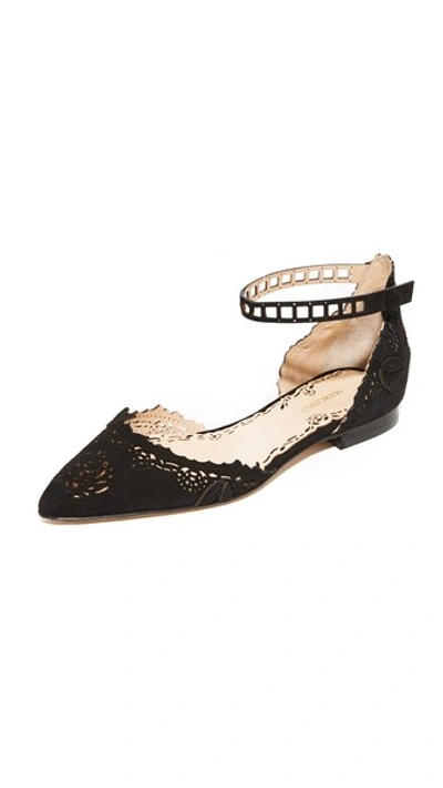 Marchesa Evie Flats With Ankle Strap In Черный