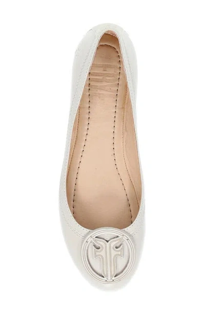 Frye Carson Logo Ballet Flat In White