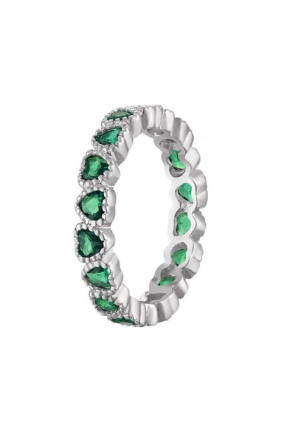 Fzn Created Ruby Heart Eternity Ring In Emerald