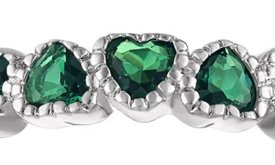 Fzn Created Ruby Heart Eternity Ring In Emerald