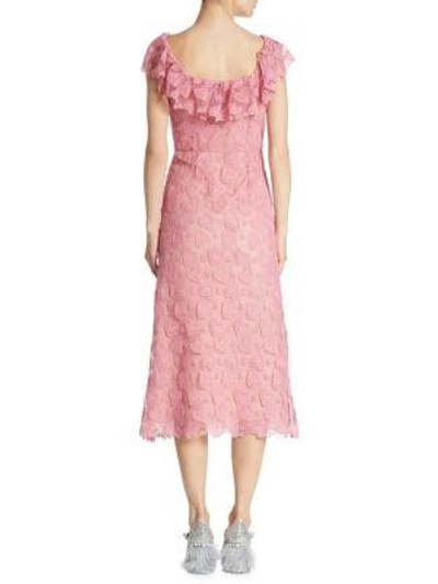 Shop Miu Miu Heart-macramé Lace Dress In Begonia