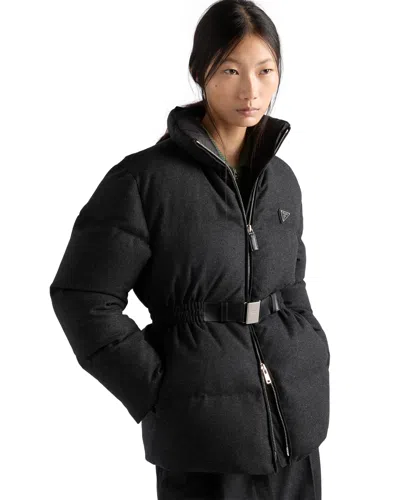 Prada Re-wool Down Jacket In Black