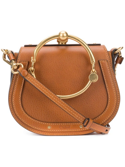 Chloé Nile Bracelet Medium Leather And Suede Shoulder Bag In Caramel