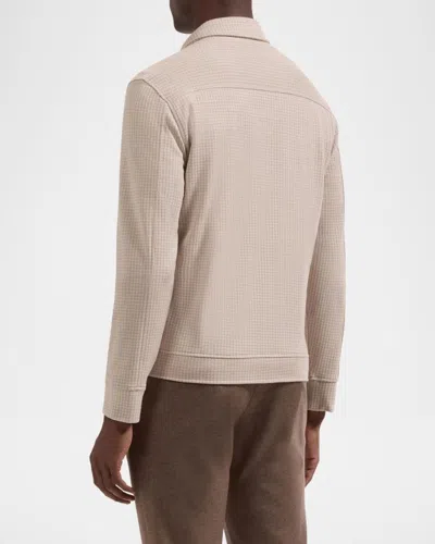 Bugatchi Houndstooth Full Zip Blouson Jacket In Neutral