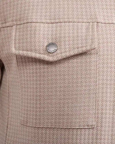 Bugatchi Houndstooth Full Zip Blouson Jacket In Neutral