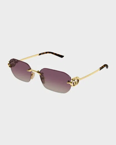 Gucci Generation Interlocking G 57mm Rectangular Sunglasses In Multi