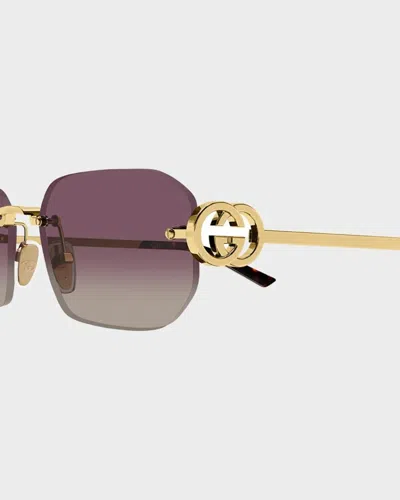 Gucci Generation Interlocking G 57mm Rectangular Sunglasses In Multi