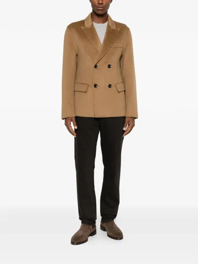 Hōsio Double-breasted Buttoned Blazer In Brown
