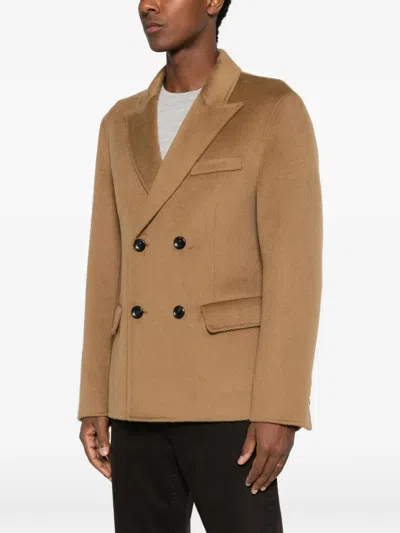 Hōsio Double-breasted Buttoned Blazer In Brown