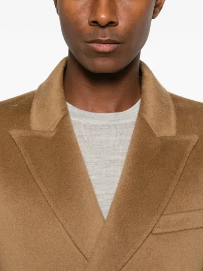 Hōsio Double-breasted Buttoned Blazer In Brown