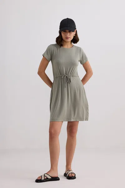 Reistor Drawstring Short T-shirt Dress In Frost & Mist