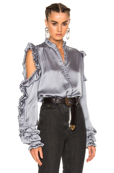 Shop Magda Butrym Lecce Blouse In Gray, Metallics.