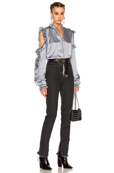 Shop Magda Butrym Lecce Blouse In Gray, Metallics.