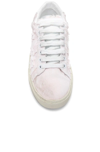 Shop Saint Laurent Court Classic Star Leather Sneakers In Pink. In Washed Pink & Optic White
