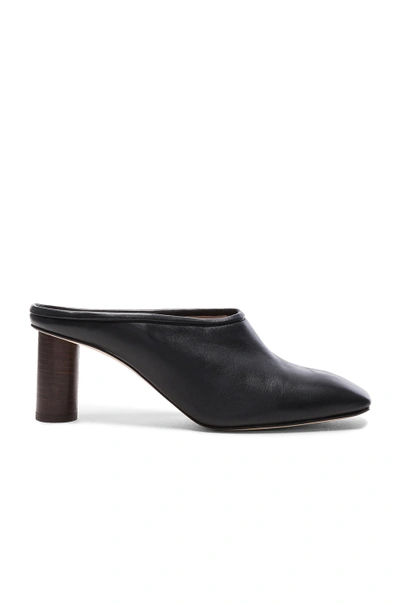 Helmut Lang Square Toe Leather Mules In Black