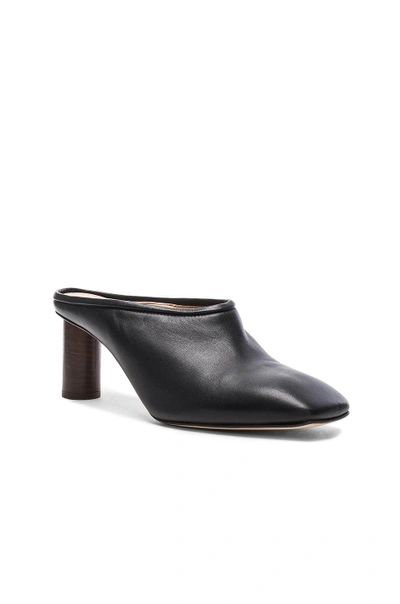 Shop Helmut Lang Square Toe Leather Mules In Black