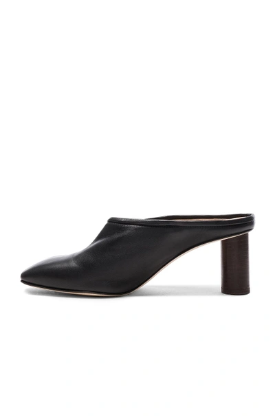 Shop Helmut Lang Square Toe Leather Mules In Black