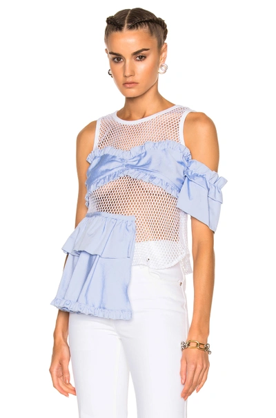 Shop Sandy Liang Cromwell Top In Blue,white