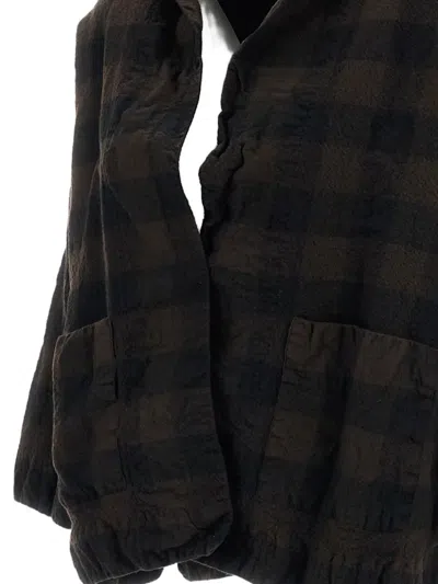 Daniela Gregis Check-pattern Wool Jacket In Brown