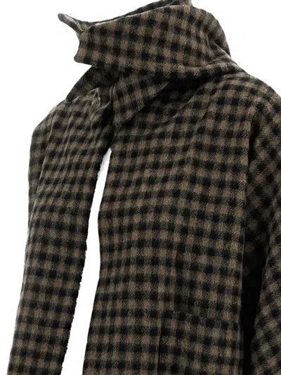 Daniela Gregis Peony Check Wool Jacket In Brown