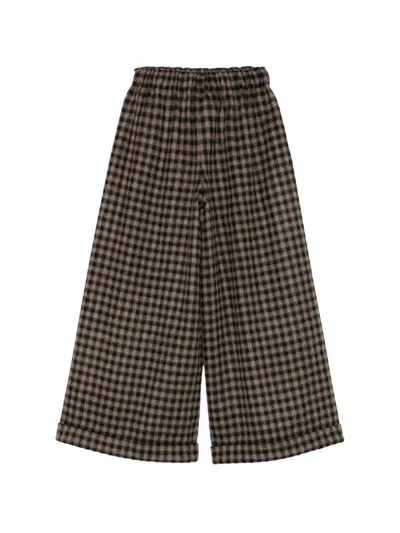 Daniela Gregis Check Wool Trousers In Brown