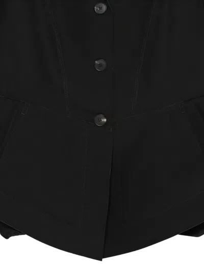 High Peplum-hem Single-breasted Jacket In Black