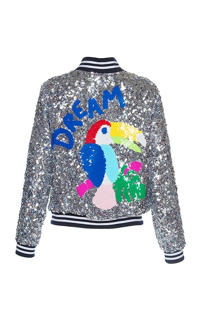 Shop Mira Mikati Sequin Toucan Bomber Jacket