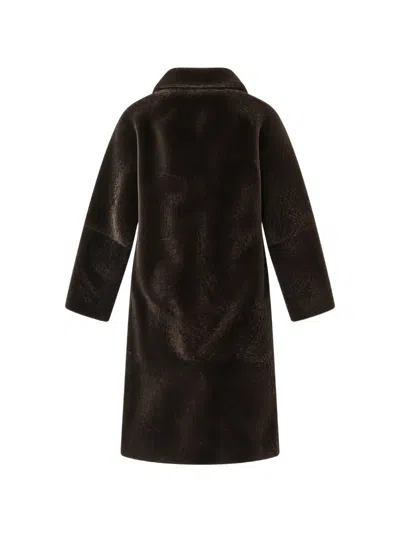 Aspesi Double-breasted Shearling Jacket In Brown