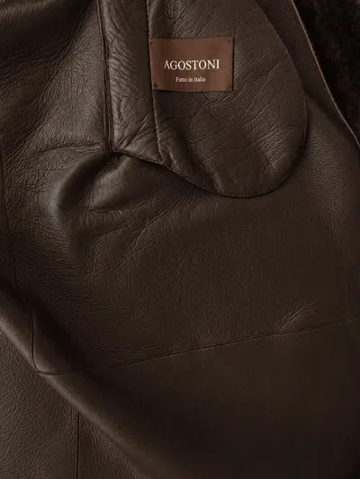 Aspesi Double-breasted Shearling Jacket In Brown