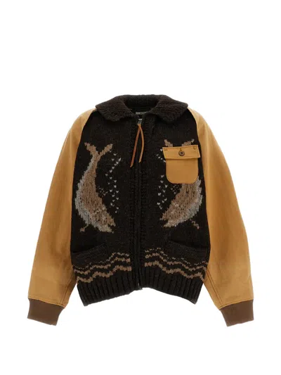 INTARSIA-KNIT PANELLED CARDIGAN