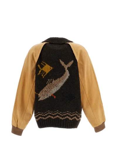 INTARSIA-KNIT PANELLED CARDIGAN