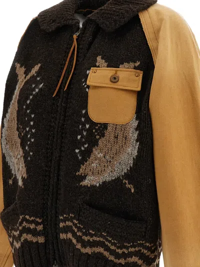 INTARSIA-KNIT PANELLED CARDIGAN