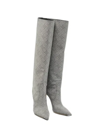 Pre-owned Jimmy Choo Mavy Patterned Boots In Grey
