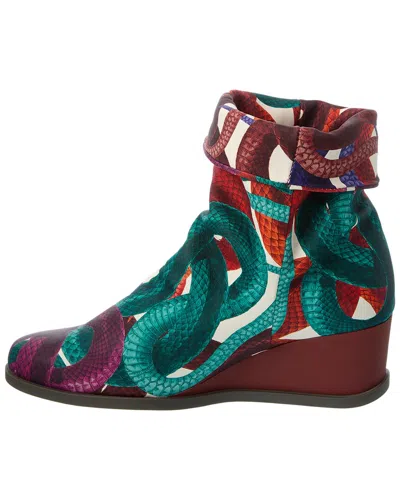 Arche Okoarc Leather Wedge Boot In Red