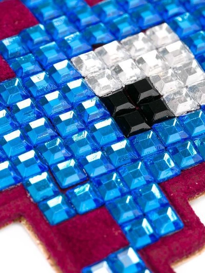 Anya Hindmarch Embellished Suede Mini Space Invaders Sticker In Blue
