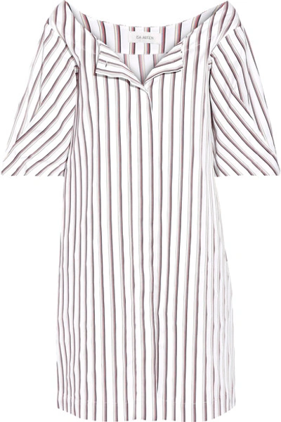 Shop Isa Arfen Striped Cotton-poplin Mini Dress