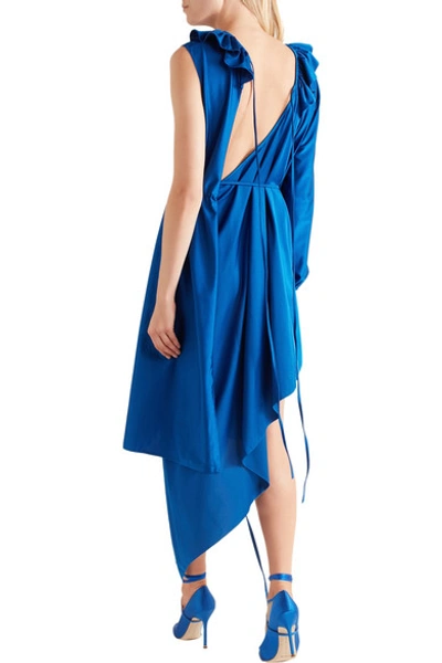 Shop Vetements Asymmetric Ruffled Stretch-satin Dress