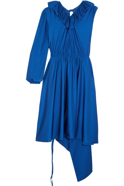Shop Vetements Asymmetric Ruffled Stretch-satin Dress