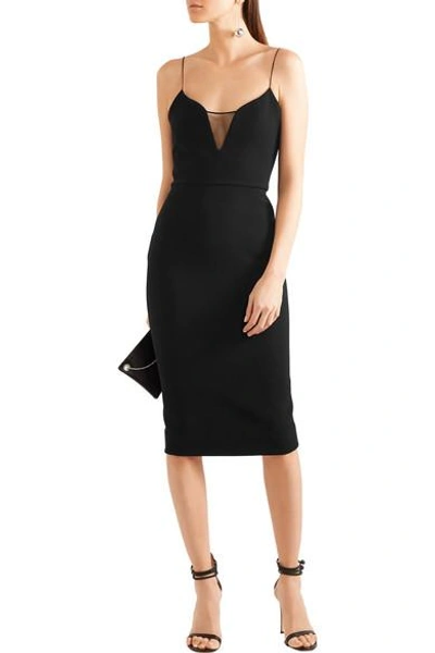 Shop Victoria Beckham Mesh-paneled Crepe Dress