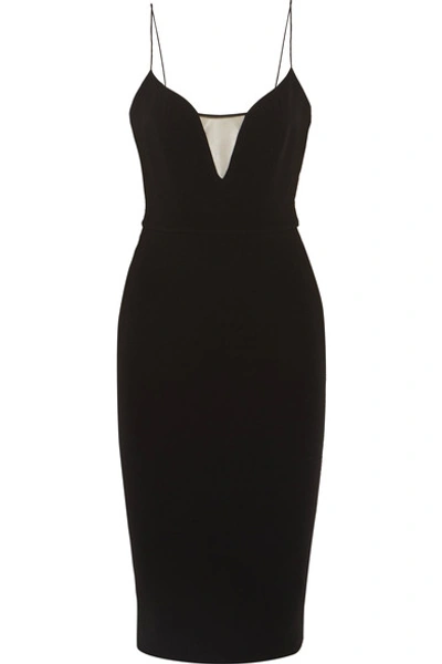 Shop Victoria Beckham Mesh-paneled Crepe Dress