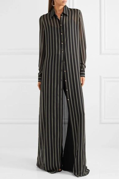 Shop Lanvin Striped Silk-chiffon Tunic