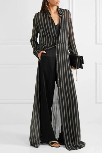 Shop Lanvin Striped Silk-chiffon Tunic