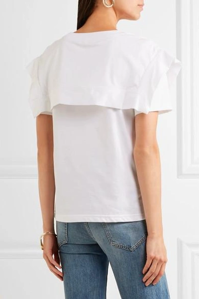 Shop Chloé Bib-detailed Cotton-jersey T-shirt