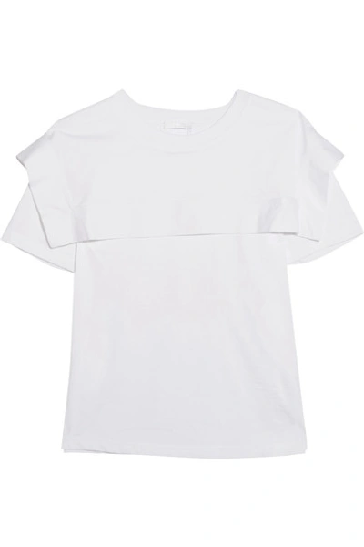 Shop Chloé Bib-detailed Cotton-jersey T-shirt