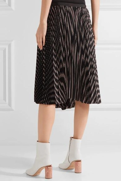Shop Sacai Pleated Striped Twill Wrap Skirt