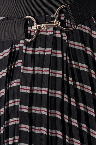 Shop Sacai Pleated Striped Twill Wrap Skirt