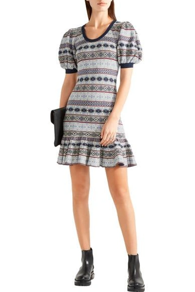 Shop Alexander Mcqueen Fair Isle Jacquard-knit Silk-blend Mini Dress